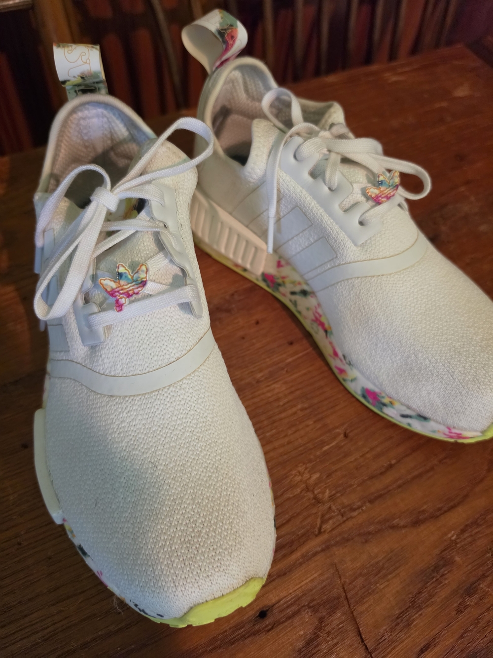 Adidas Womens White Floral NMD R1 Sport Shoes - Picture 9 of 16